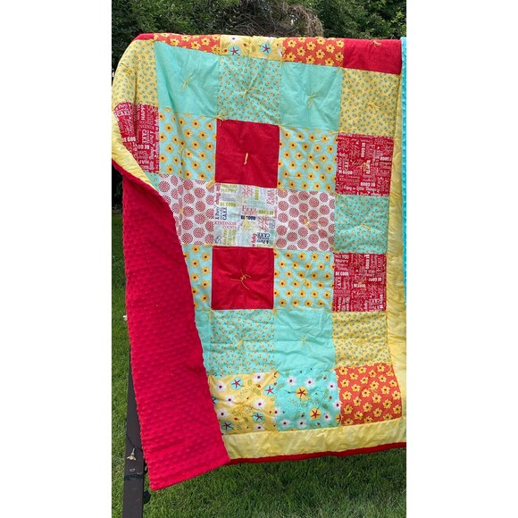 Positive Spring Vibes Hand Tied Patchwork Quilt - 2 choices - u pick - Picture 8 of 10